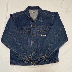 Vintage Y2K Disney Blue Jean Jacket with Embroidered Detail